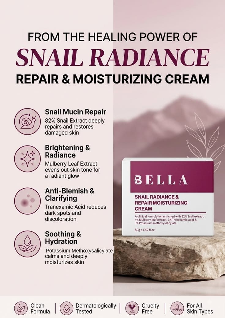 Bella 82% Snail Radiance & Repair Moisturizing Cream 50GM
